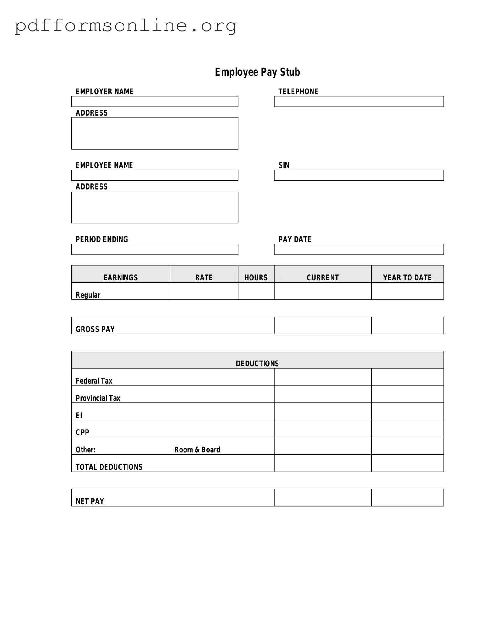 Pay Stub Template