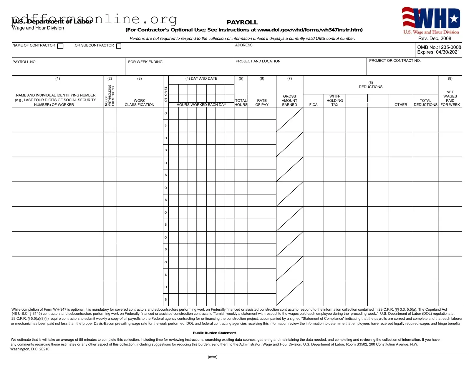 U.S. DoL Template
