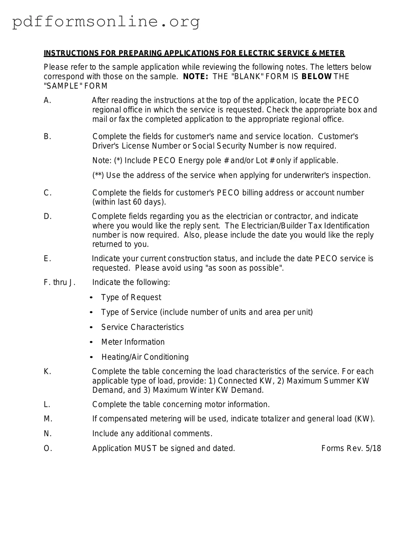 Peco Service And Meter Application Template