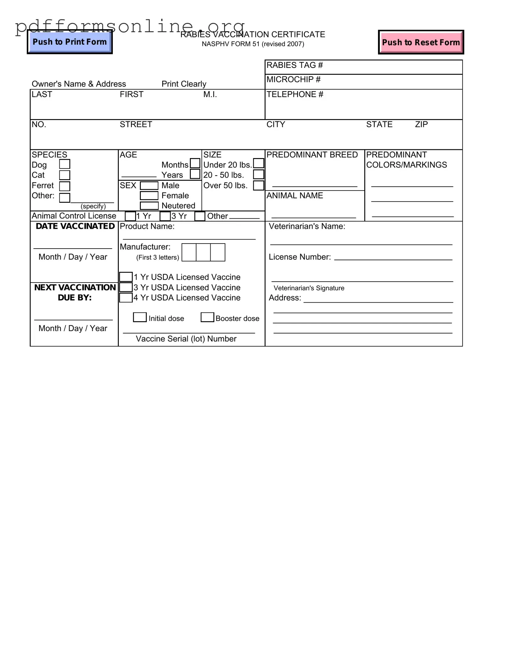 Rabies Certificate Template