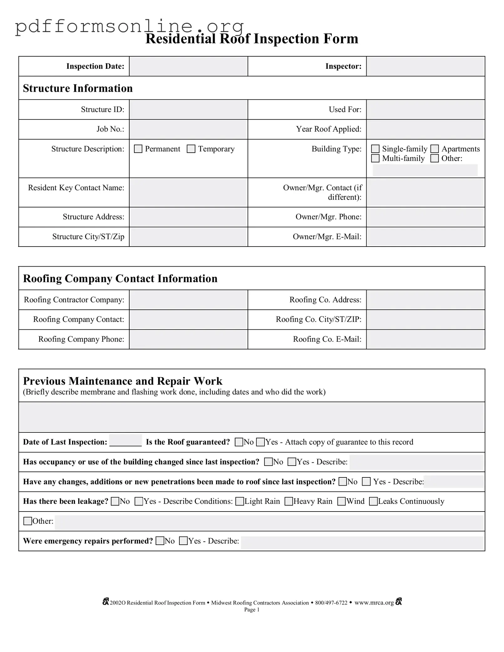 Roof Inspection Template