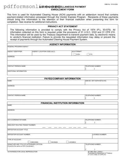Ach Vendor Payment Template