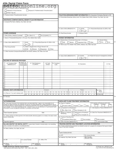 Ada Dental Claim Template