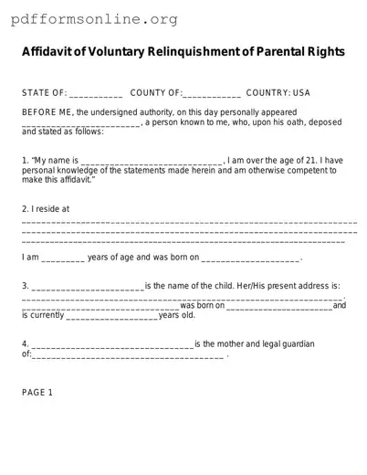 Affidavit Parental Rights Template
