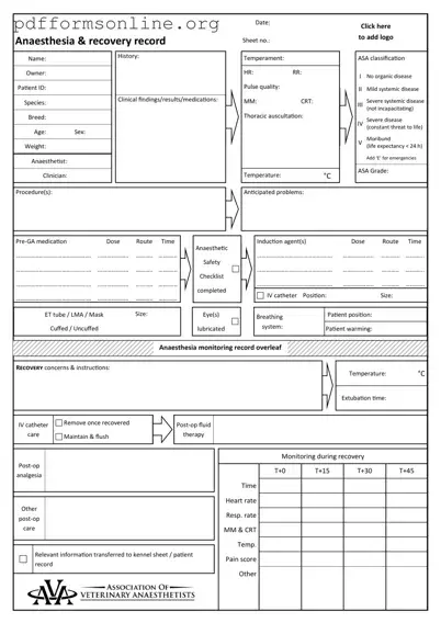 Anesthesia Record Template