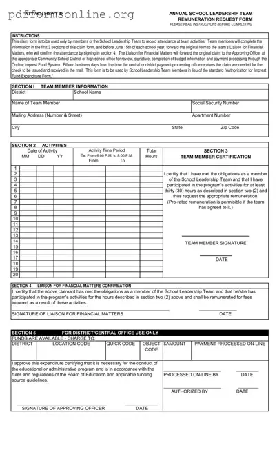 Annual School Leadership Team Template
