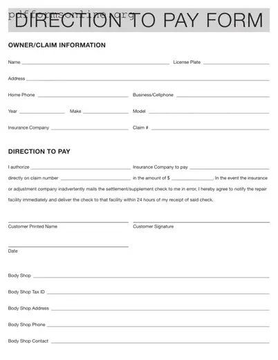 Authorization And Direction Pay Template