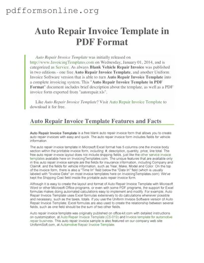 Auto Repair Invoice Template