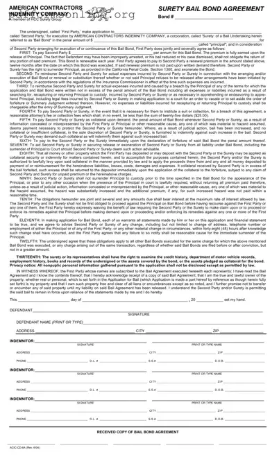 Bail Bond Release Paperwork Template