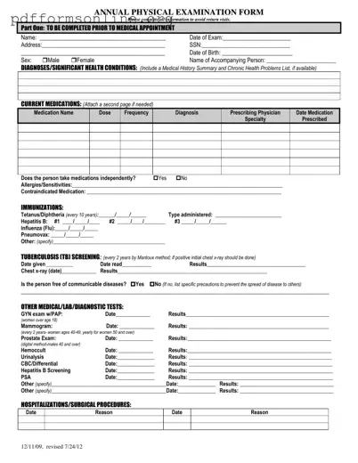 Annual Physical Examination Template