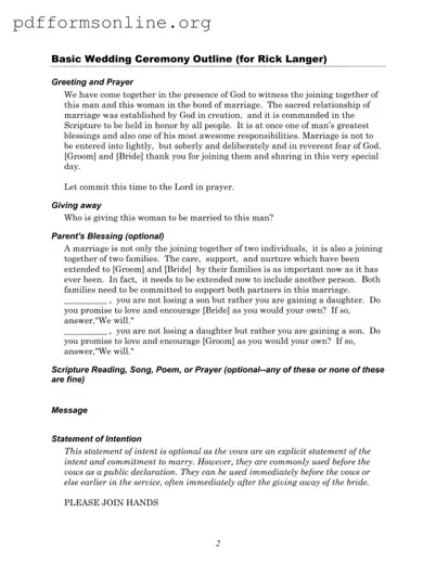 Wedding Ceremony Script Template