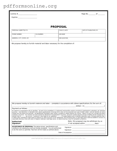 Construction proposal form Template