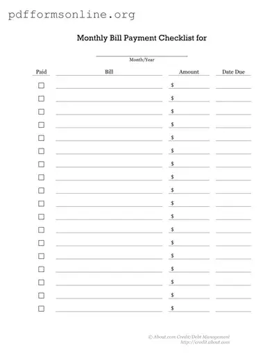 Bill Payment Checklist Template
