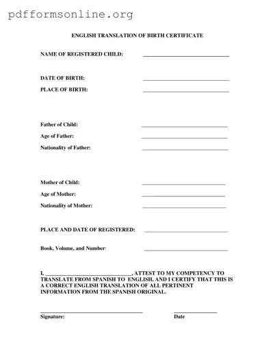 Birth Certificate Translation To English Template
