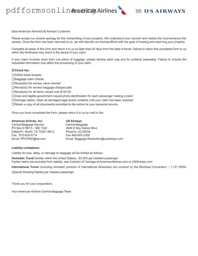 Claim Passenger Property Template