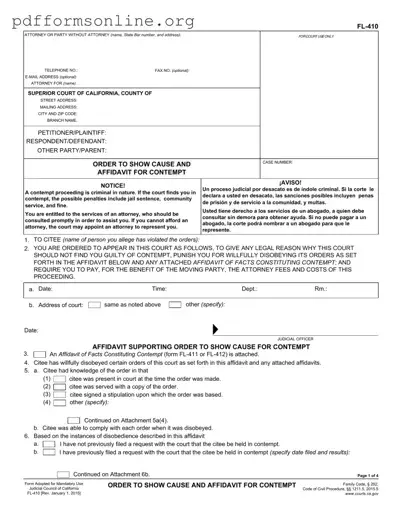 Contempt Fl 410 Template
