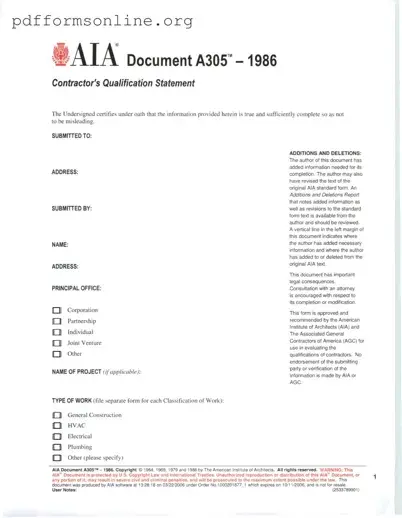 AIA A305 Template