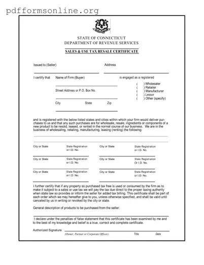 Ct Resale Certificate Template