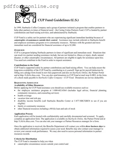 Cup Fund Application Template