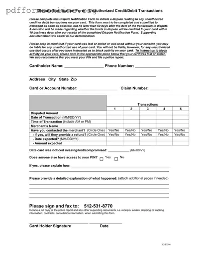 Netspend Dispute Template