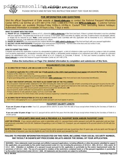 DS-11 U.S. Passport application Template