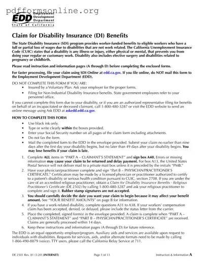 EDD DE 2501 Template