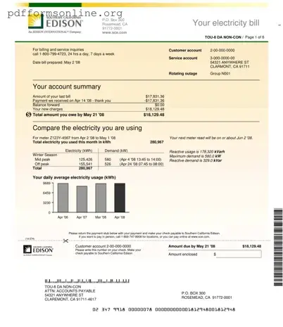 Edison Electricity Bill Template
