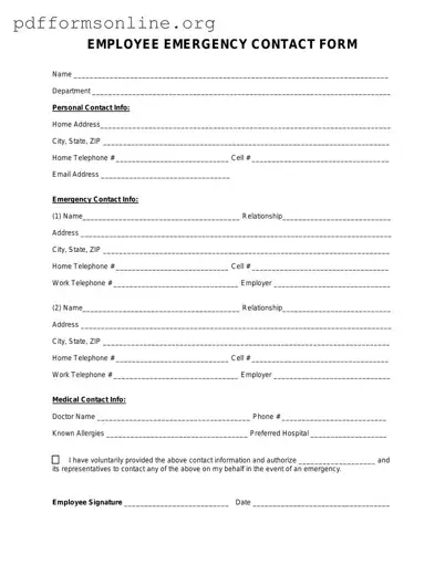 Employee Emergency Contact Template