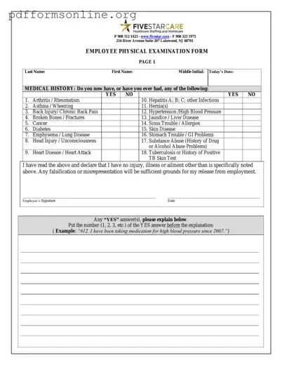 Employee Physical Template