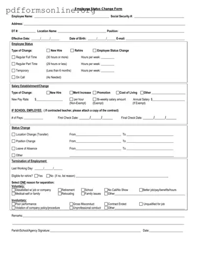 Employee Status Change Template