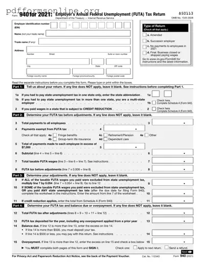 IRS 940 Template