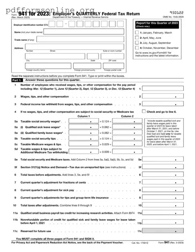 IRS 941 Template
