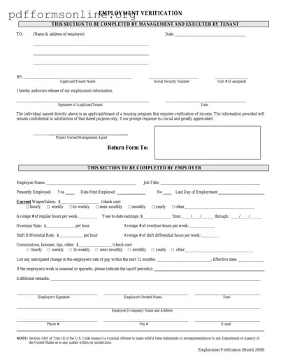 Employment verification form Template