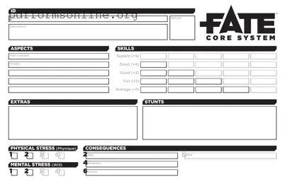 Fate Character Sheet Template