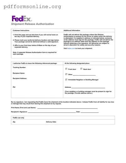 Fedex Release Template