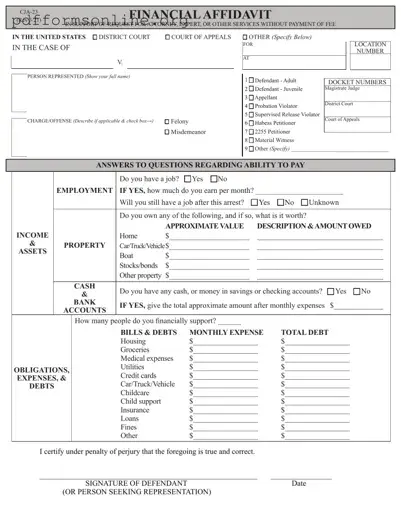 Financial Affidavit CJA-23 Template