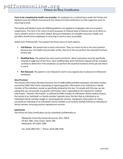 Fitness For Duty Template