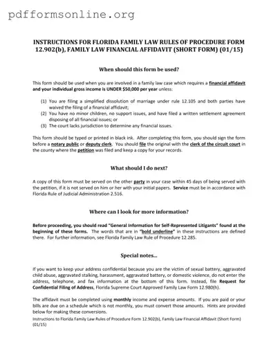 Florida Financial Affidavit Short 12.902(b) Template