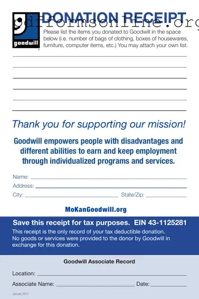 For Goodwill Donated Goods Template