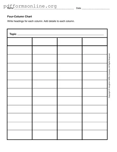 Four Column Chart Template