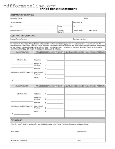 Fringe Benefit Template