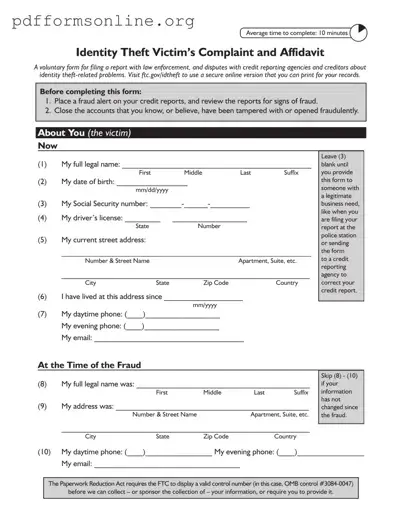 Ftc Identity Theft Affidavit Template