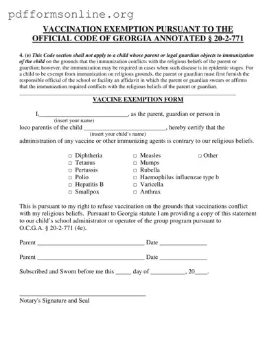 Ga Vaccine Exemption Template