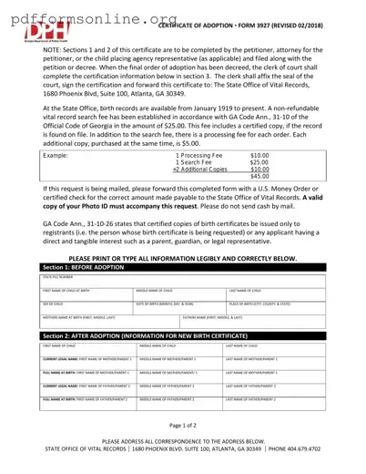 Georgia Adult Adoption Petition Template