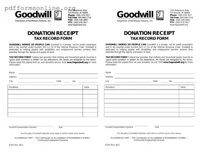 Goodwill donation receipt Template