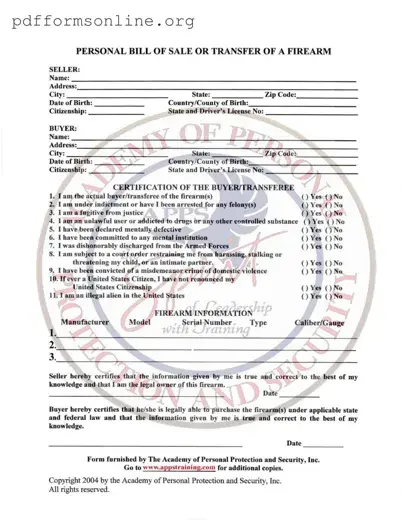 Gun Transfer Georgia Template