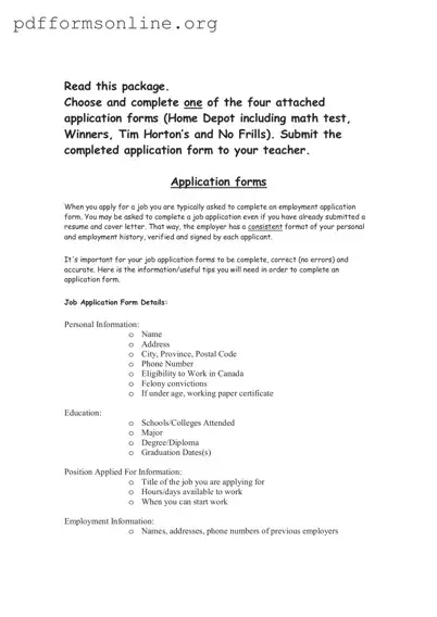Home Depot Application Template