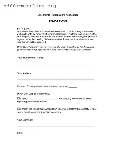 Homeowners Association Proxy Template