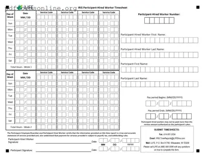 Iris Worker Timesheet Template