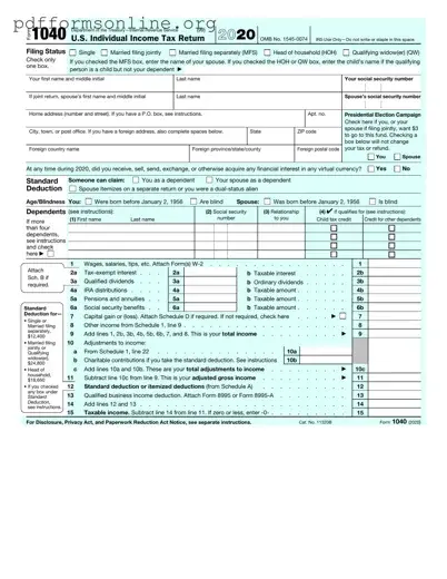 IRS 1040 Template